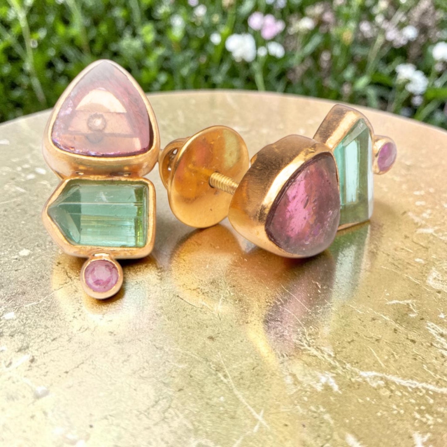 Pink Paraiba Teal Studs
