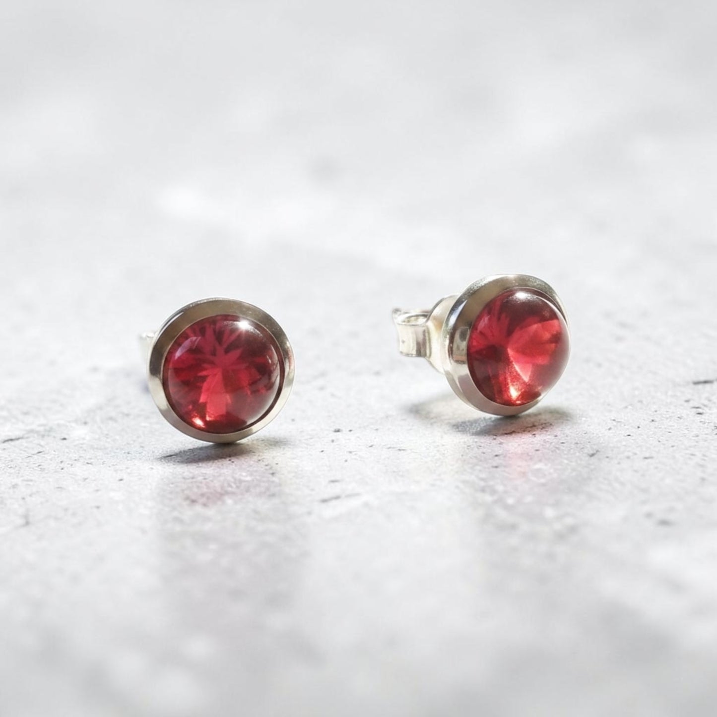 Garnet Dome Studs
