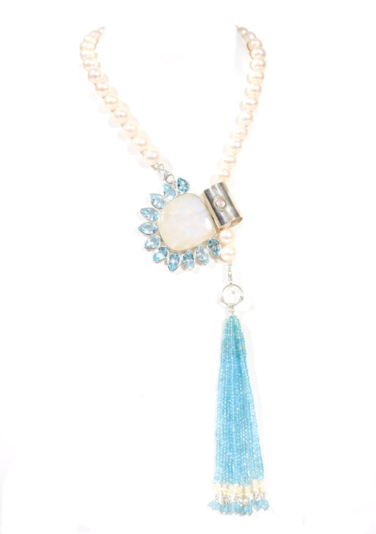 Yasha Tassel Moonstone Blue Topaz-sold