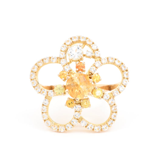 Golden Celestial Plumeria Ring