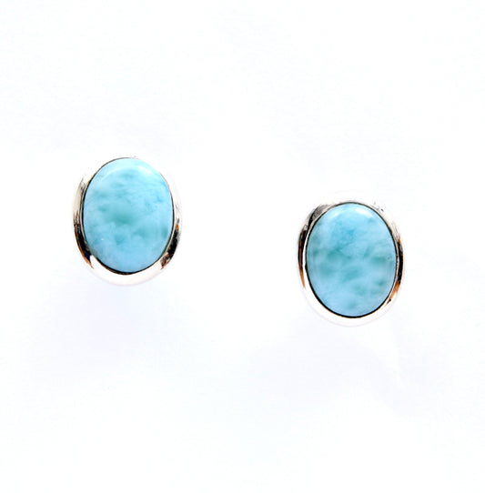 Oval larimar studs