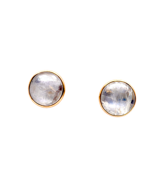 Round 18k Moonstone Studs