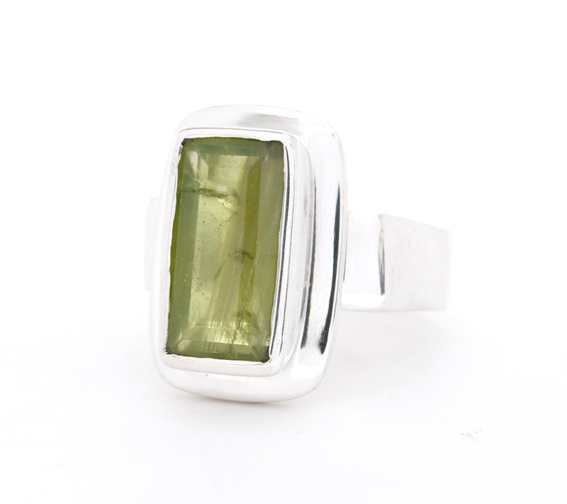 Narrow Step Cut Emerald Peridot Ring
