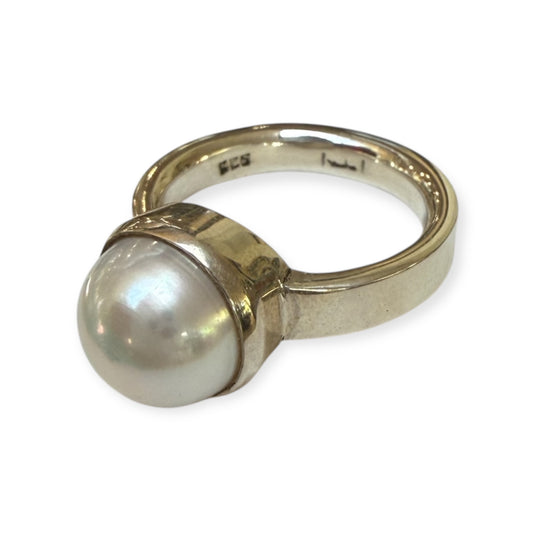Silver Cream Pearl Ring