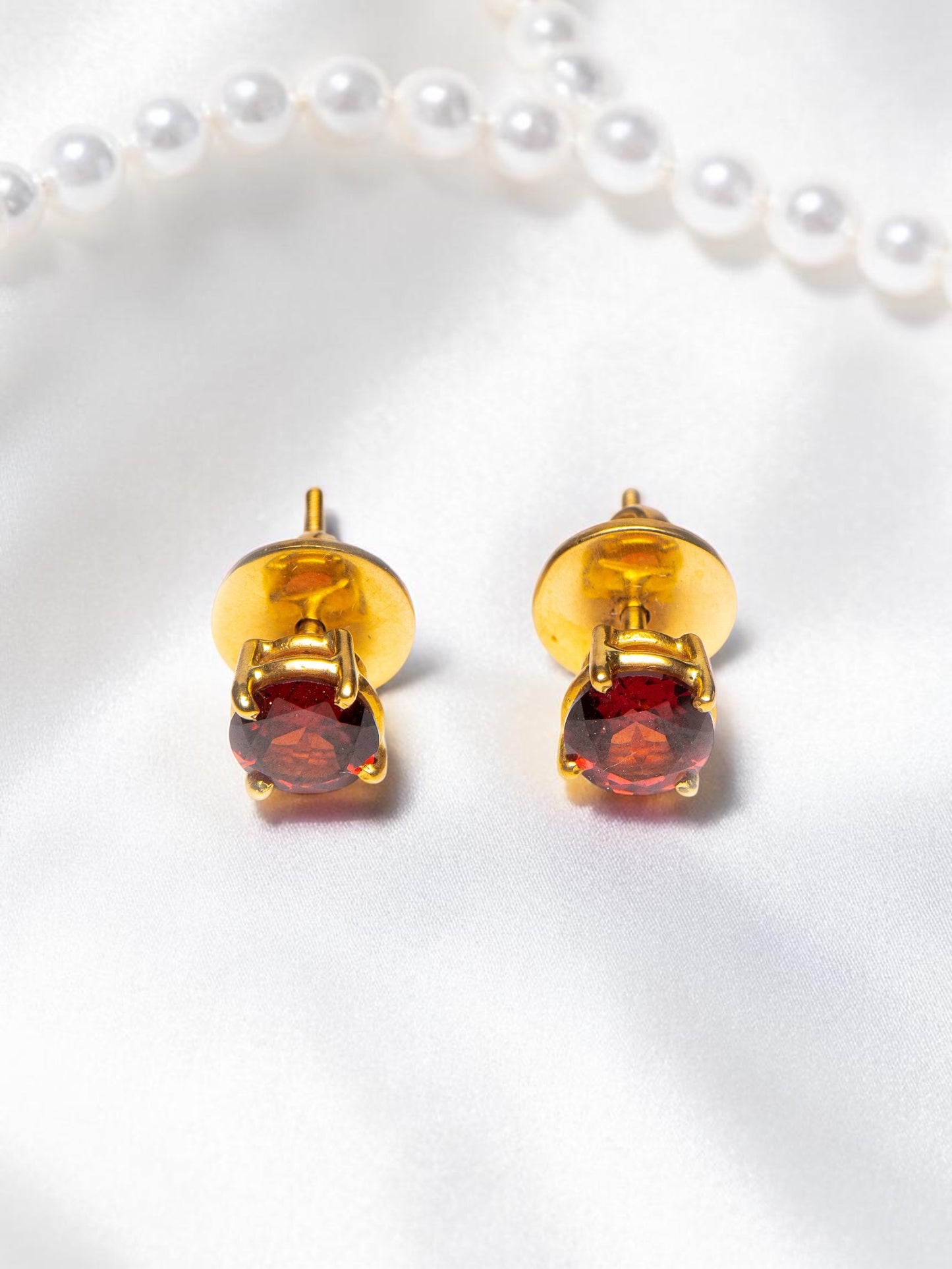 Garnet Golden Goddess Studs