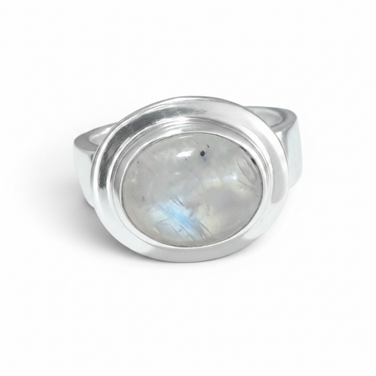 Oval  East West Moonstone Ring