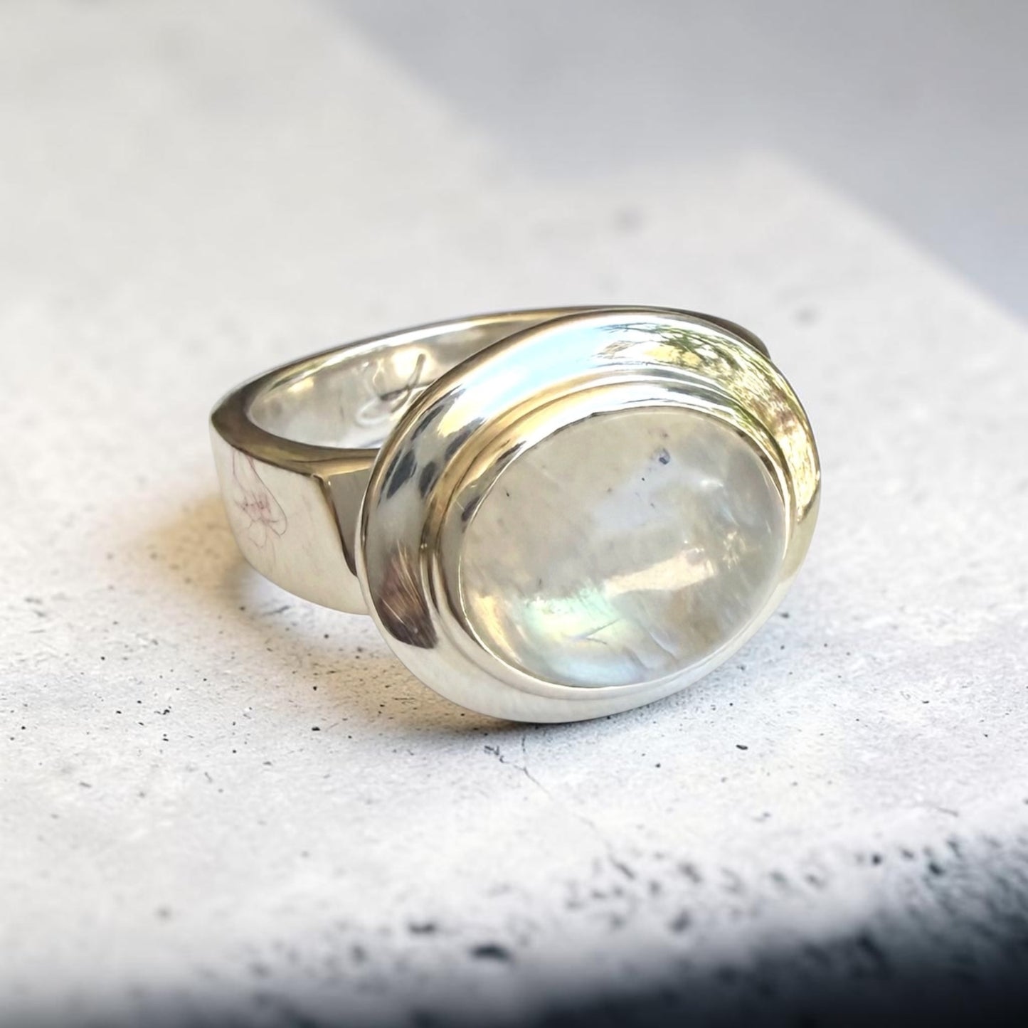 Oval  East West Moonstone Ring