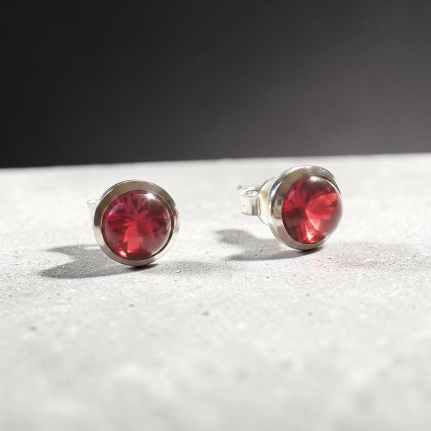 Garnet Dome Studs
