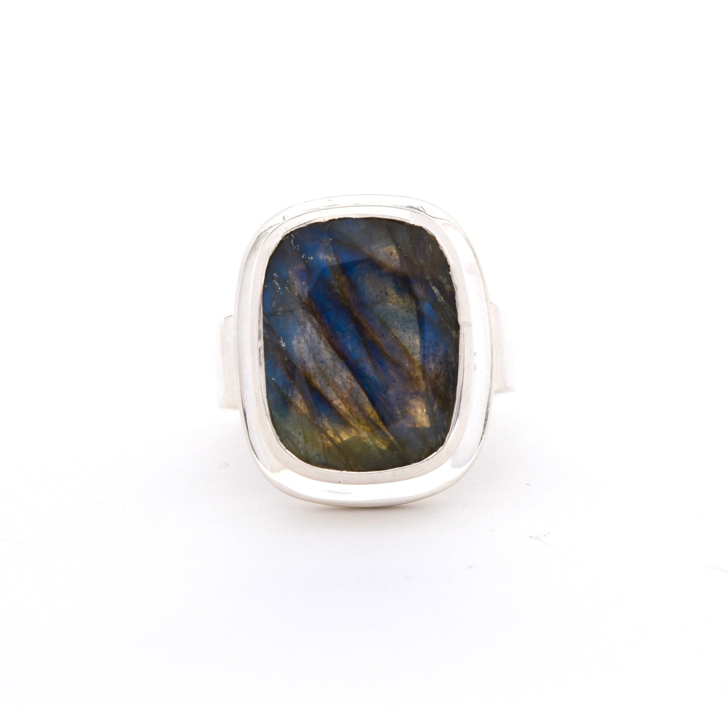 Emerald Cut Rounded Labradorite Statement