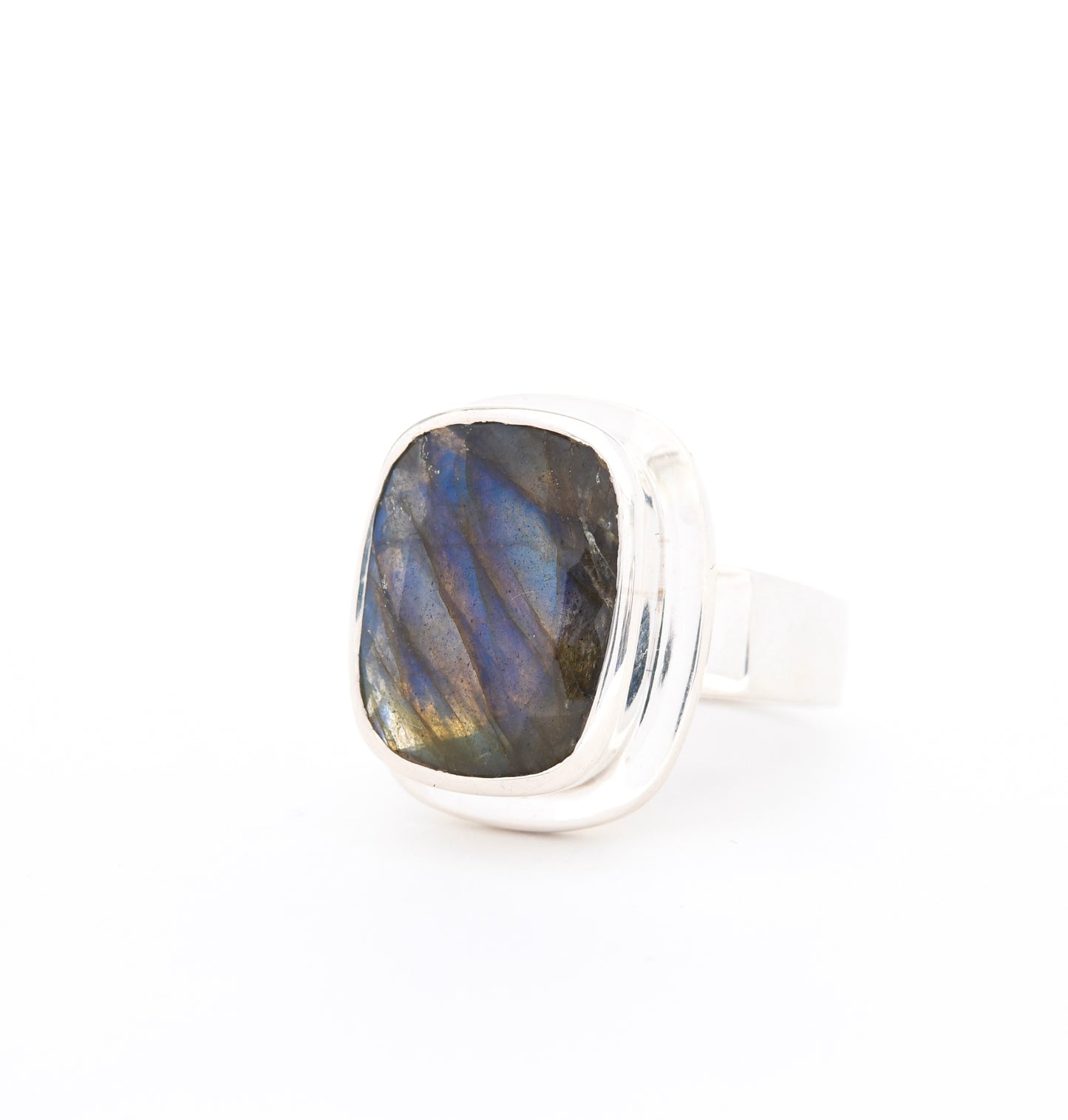 Emerald Cut Rounded Labradorite Statement