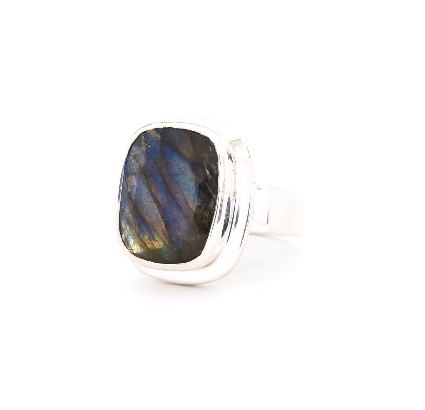 Emerald Cut Rounded Labradorite Statement