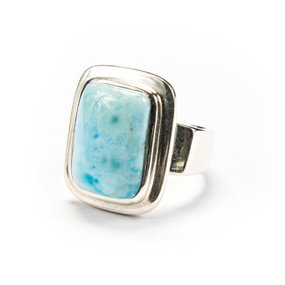 Emerald Cut Statement Larimar Ring